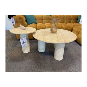 OUTLET - ALFRED SOFABORDSSÆT - BETON M/ TRAVERTINE LOOK - Ø46 X Ø80 CM.